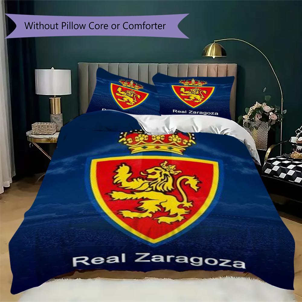 Real Zaragoza Pattern Bedding uilt Set uilt Cover Pillowcase Home Decoration Birthday Gift (1 * duvet cover + 2 * pillowcase without core)