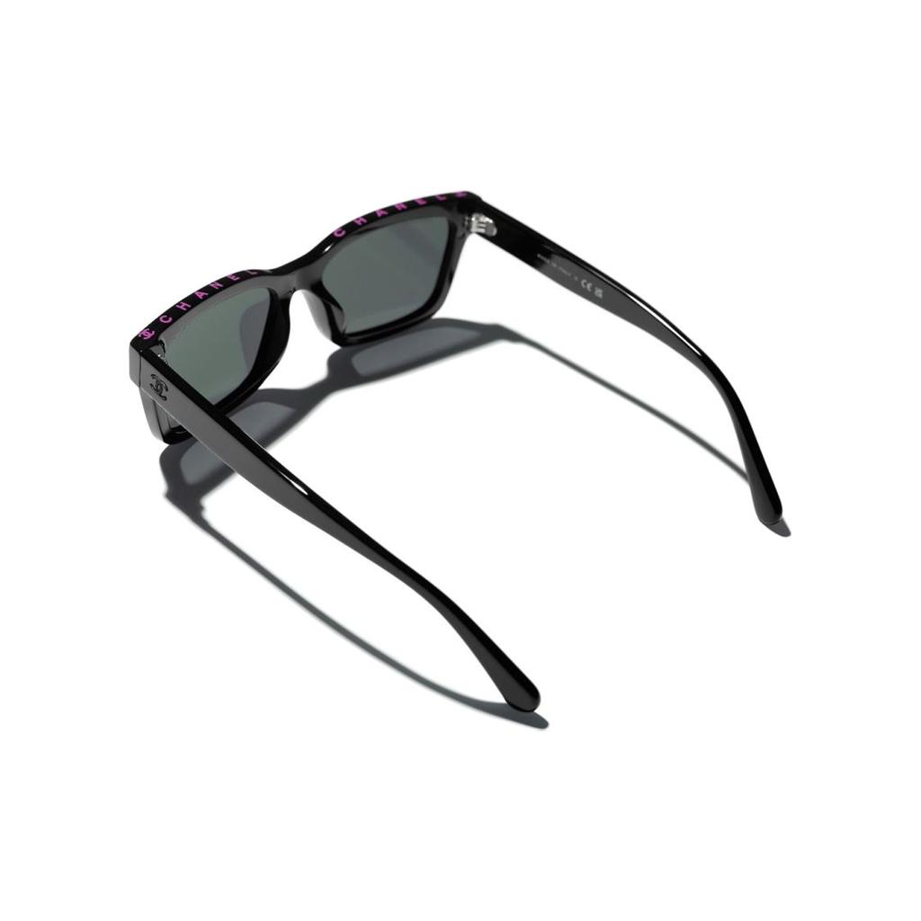 Chanel Letter Decoration Irregular Shape Sunglasses Unisex Sunglasses Black CH5417-1711S4