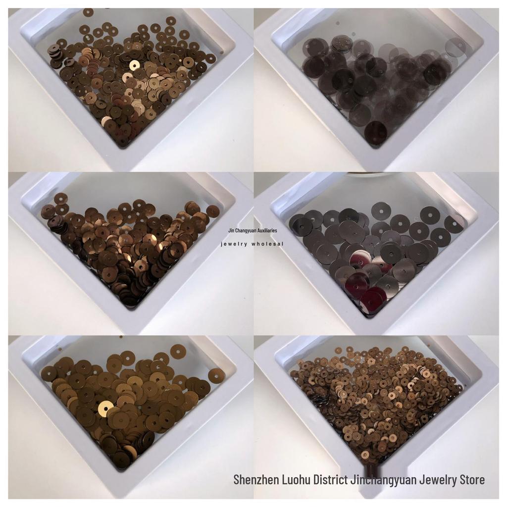 Coffee-Colored Seed Beads & Sequins for DIY Embroidery Accessories