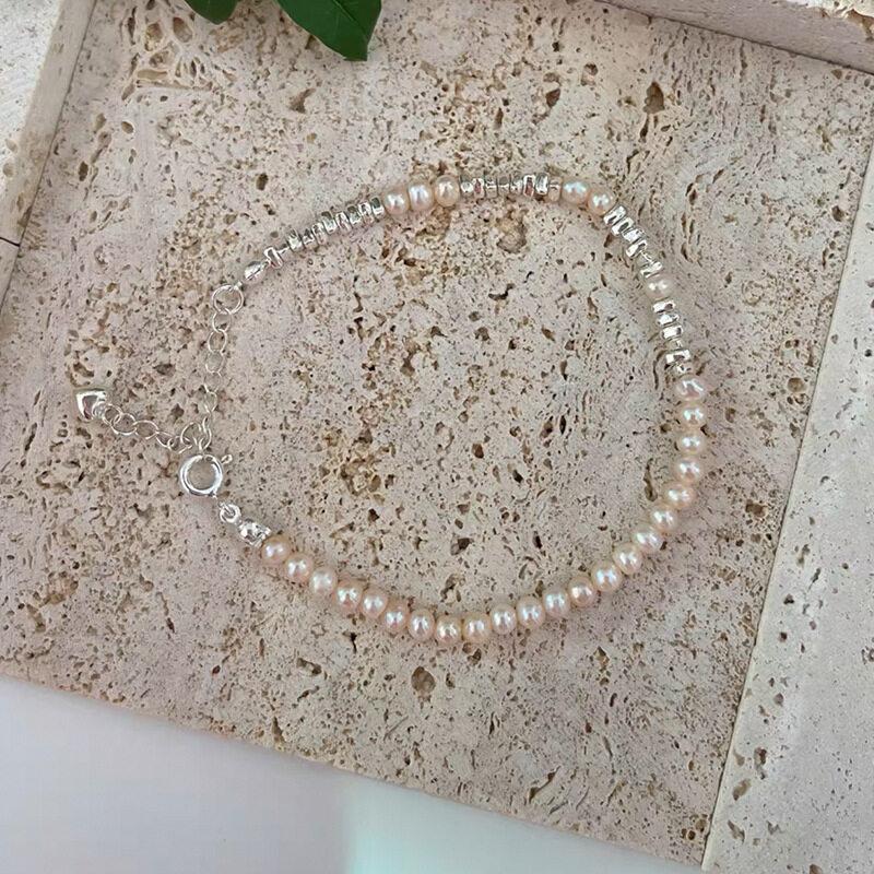 Broken Silver Faux Pearl Bracelet Fashion Charm Women INS Round Bead Bracelets Personality Girls Small Design Irregularly Cut Party Jewelry Gifts