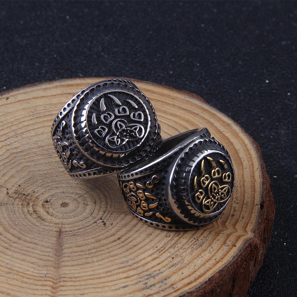 Anello con zampa d'orso con nodo celtico in acciaio inossidabile, anello con spirito dell'orso vichingo Berserker, gioielli di protezione pagana norrena per uomo e donna