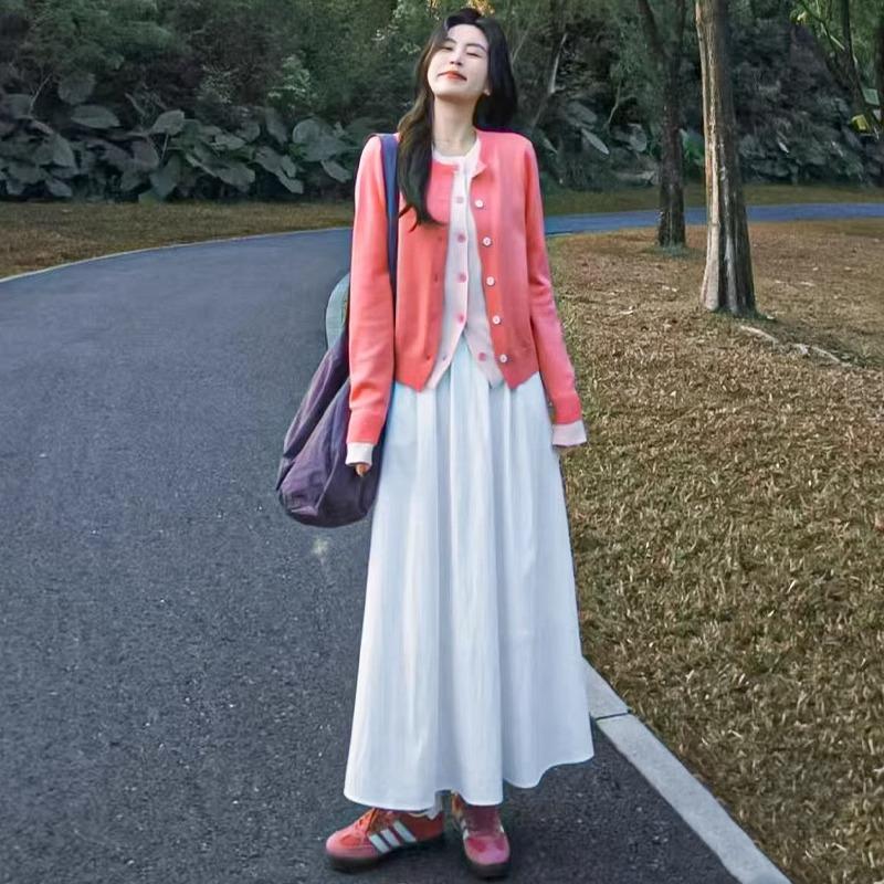 

White Skirt for Women In Summer New Small A-line Umbrella Skirt Temperament Korean High-waisted Slim Pleated Skirt S