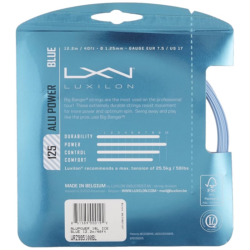 Wilson Luxilon ALU POWER 125 Tenisový výplet (WRZ995100BL) 125 mm (1,25 mm) [Jedna struna] Ledově modrá