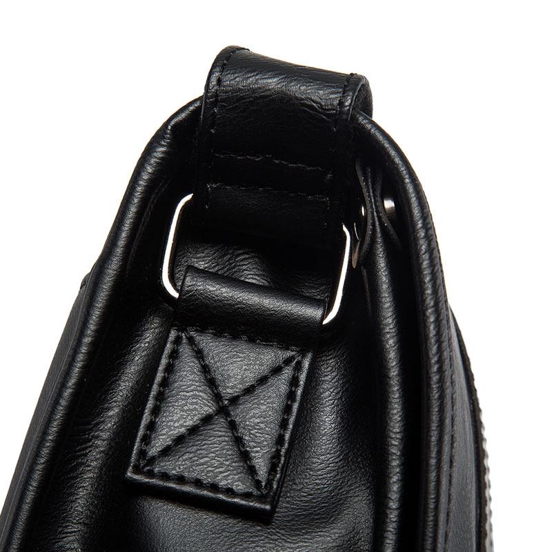 Bolsa Mensageiro de Couro Preto Vintage Bolsa Transversal Clássica para Homens