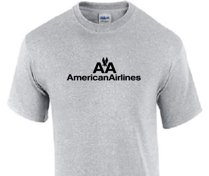 American Airlines Black Retro Logo Shirt US Airline Sport Gray T-Shirt S