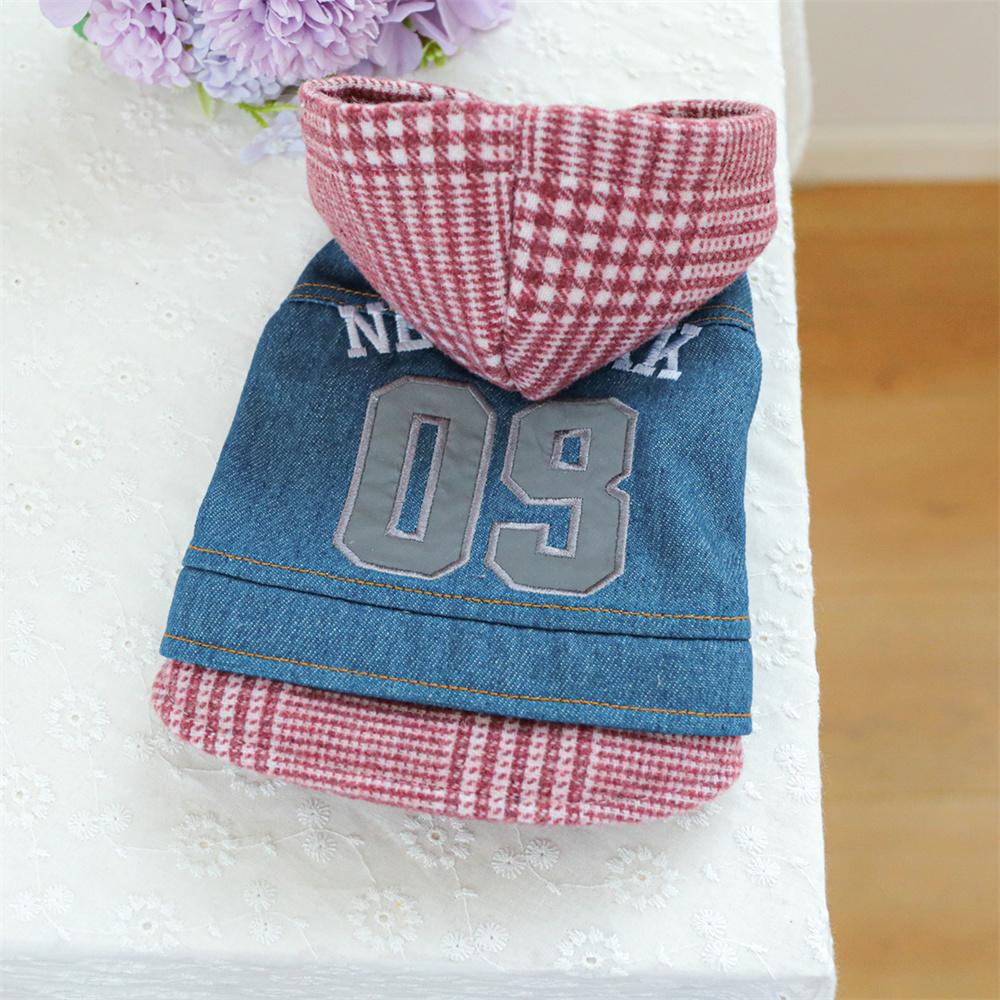 Klassische Karos Haustier Jeans Kleidung für Kleine Hunde Herbst Winter Welpen Hund Kapuzenmantel Jacke Zwergspitz Pudel Haustiere Kleidung