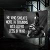 Arazzo Guerriero Spartano Appeso Motivazionale per Palestra Decorazione con Citazione Militare Man Cave Stanza Fitness Arte Senza Asta