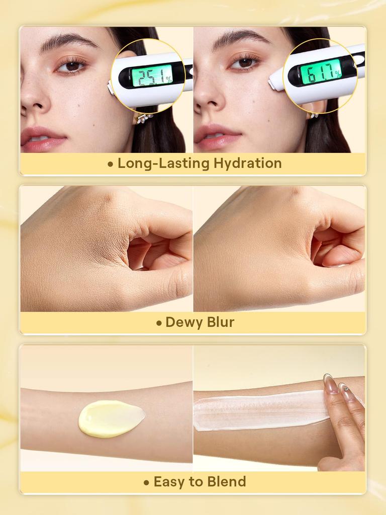 SHEGLAM Melt Touch Ultra Moisturizing Cream Primer Glass Skin Formula with Serum Makeup Lightweight Texture 3-in-1 Ingredients, Base,