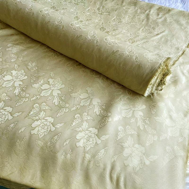 Breathable Mulberry Silk Jacquard Fabric Hollow Flower Luo Silk Fabric for Sewing Traditional Chinese Dress Cheongsam Clothes
