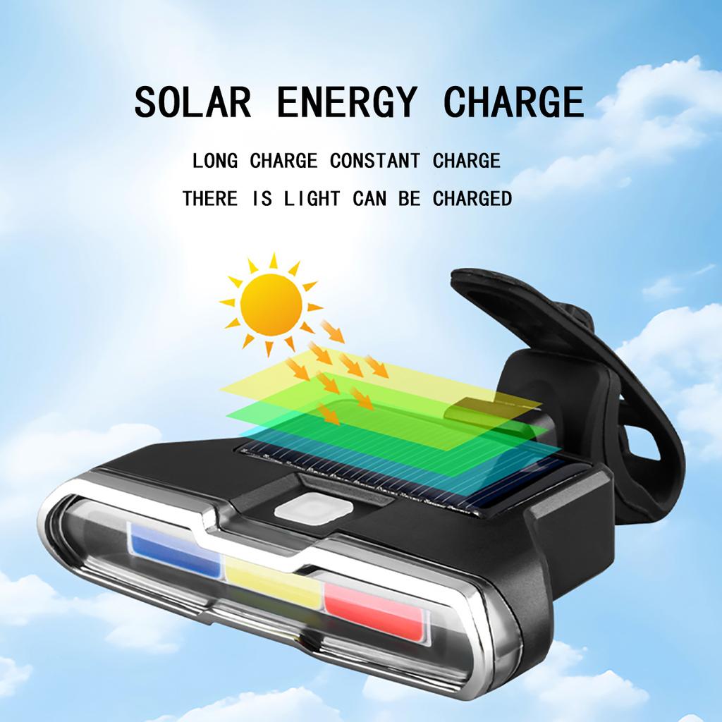 Solar-powered Bicycle Rear Light for Night Riding Intelligent Light-controlled Warning Light for Mountain Bikes and Children's Balance Bikes with