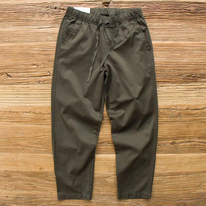 Trendy Japanese Style Pencil Pants Minimalist Men Casual Pants Army Green S
