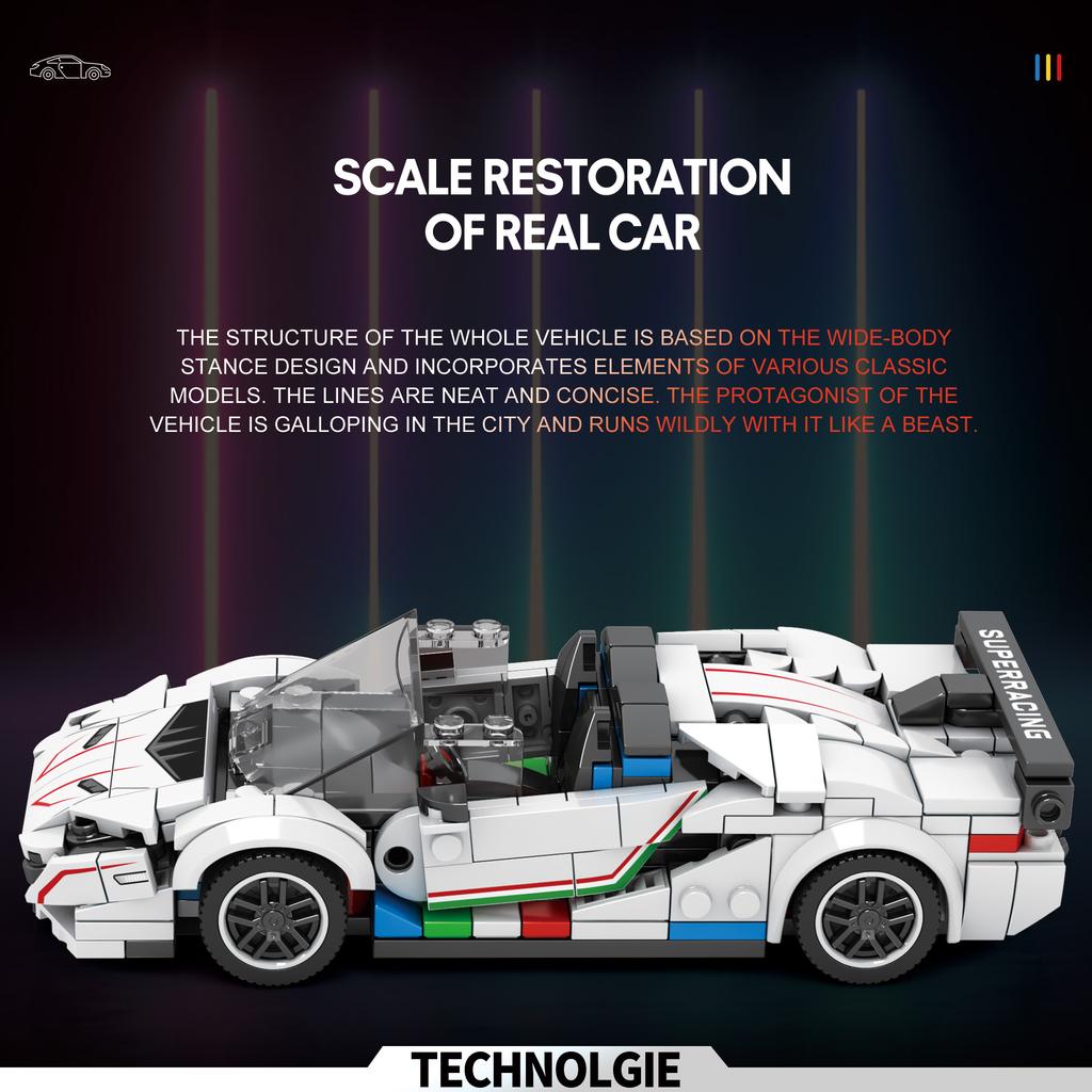 SVJ White Hypercar Building Blocks Sports Car Building Toy Set for Boys and Girls Vehicle Racing Car for Kids 382 Pieces