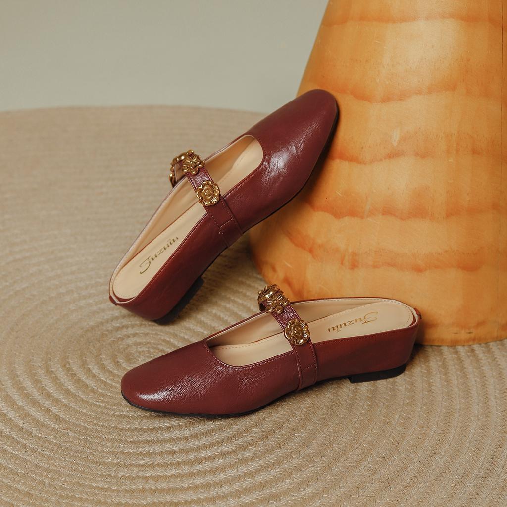 French square head with Muller slippers women's summer 2025 new retro temperament inner height increase outer wear bag head sandals