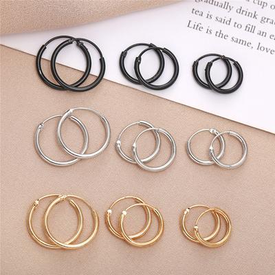 Creative Geometric Silver Gold Small Circle Hoop Earrings Hip-Hop Round Earring Fashion Jewelry