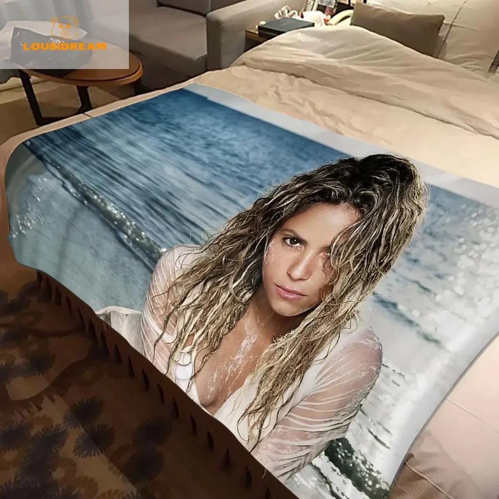Mode Shakira Merch Pop Kvinnlig Sångare Tryck Flanellfilt Stjärnkonst Bärbar Hem Resa Kontor Vilopaus Julklapp