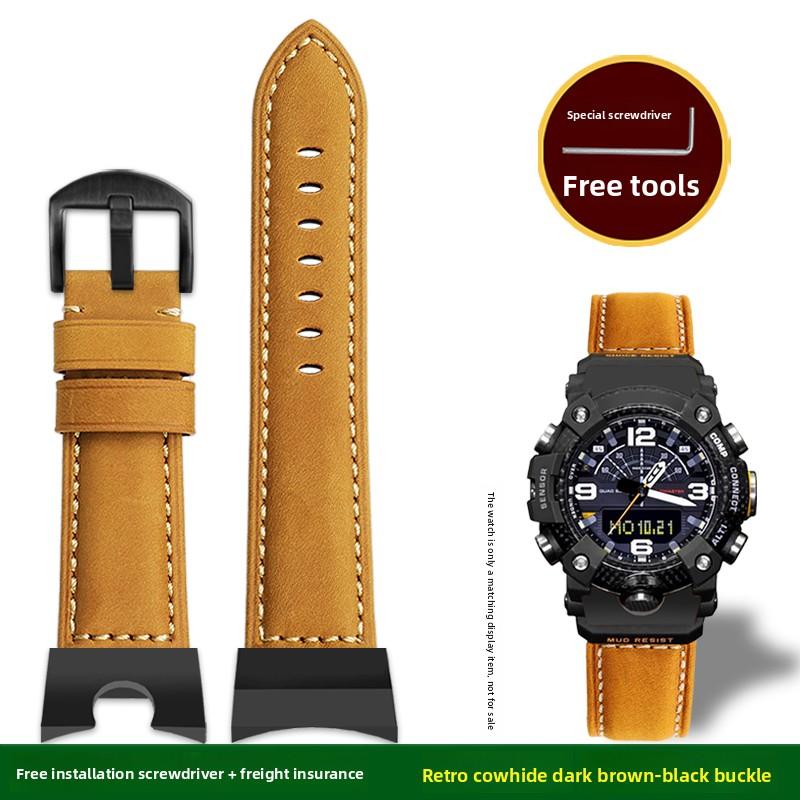 GG-B100 Ремешок для часов из итальянской коровьей кожи Для Casio G-Shock Little Mud King GG B100 Винтажный ремешок из натуральной кожи мужской браслет GG-B100 series