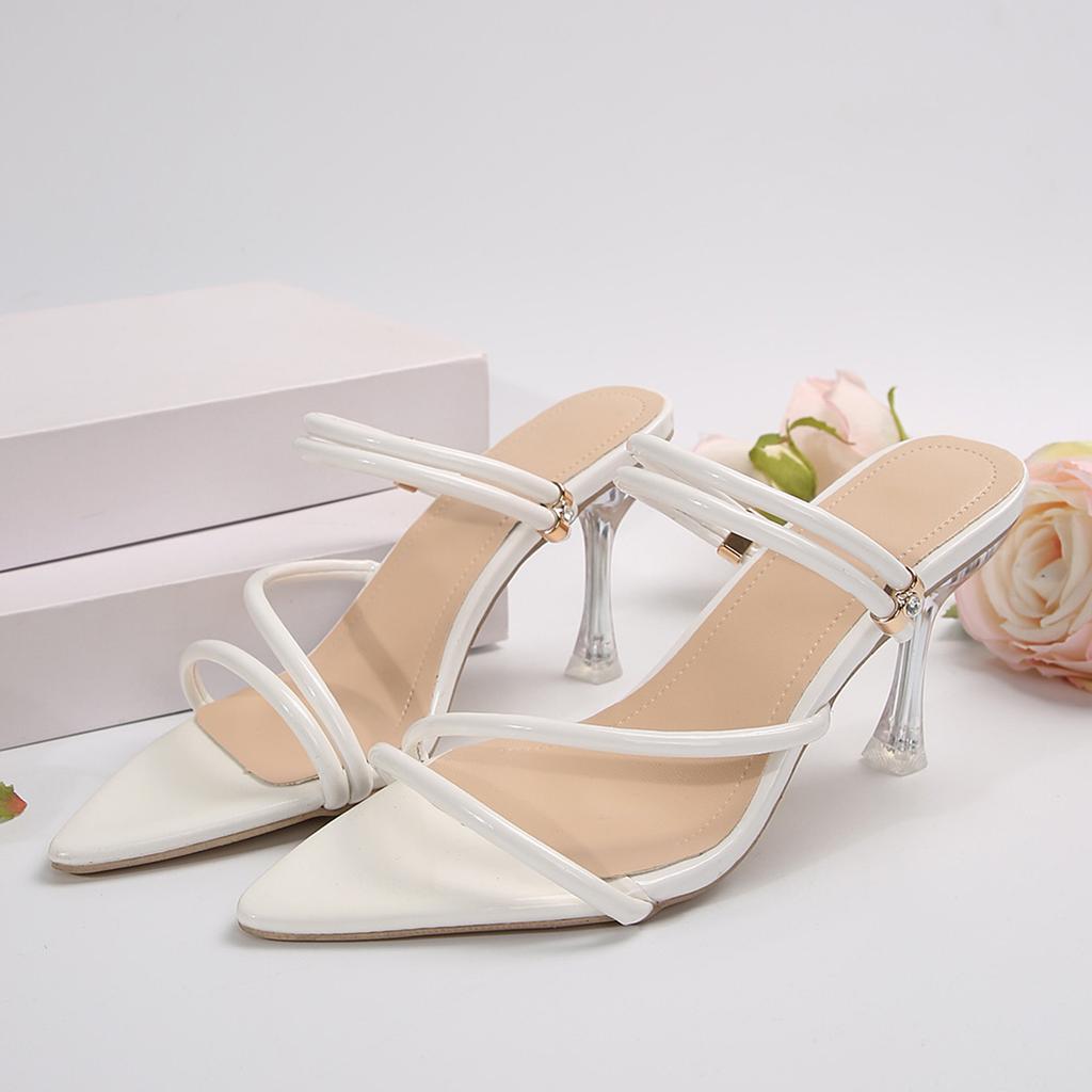 2025 summer new large size high-heeled sandals European and American pointed breathable fashion sandals women's size 43 foreign trade shoes