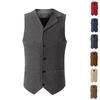 Men's Slim Fit Single-Breasted Herringbone Suit Vest for Wedding and Groomsman