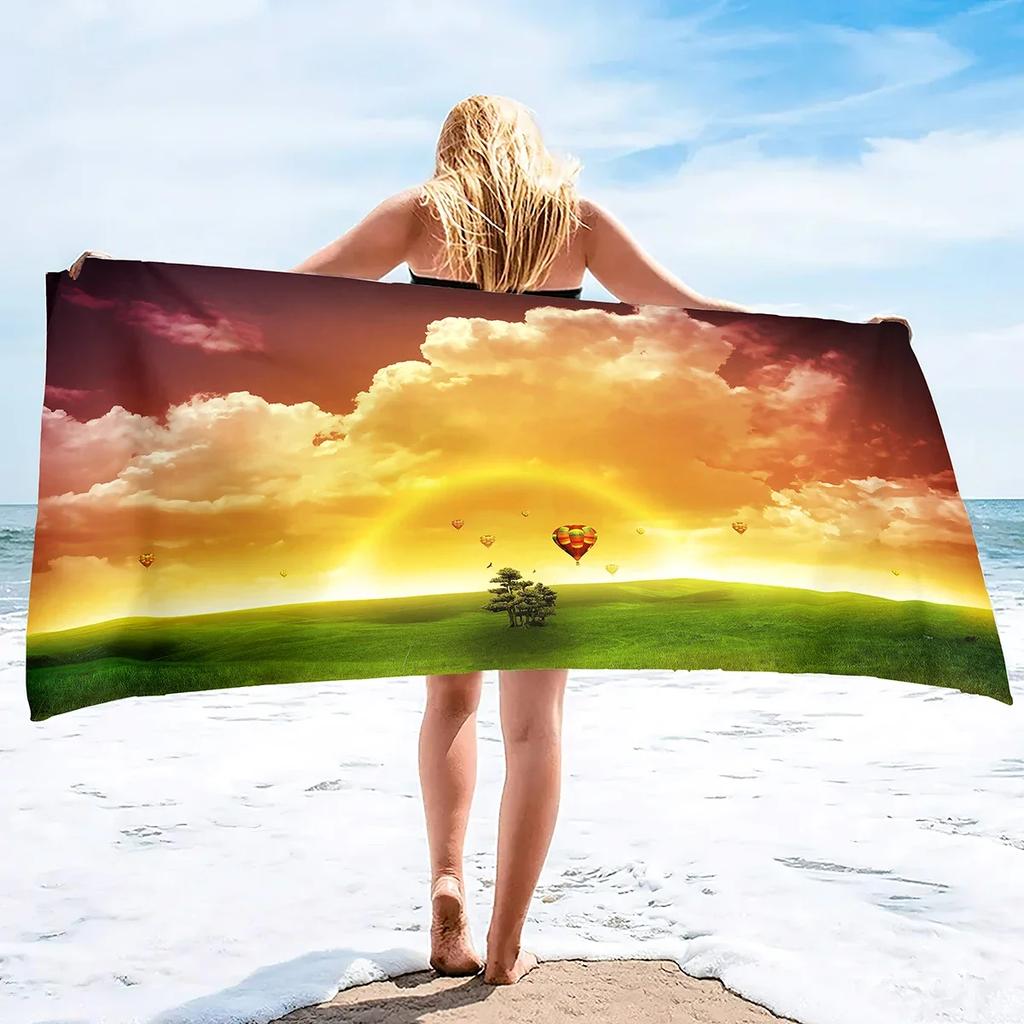 Serviettes de Plage Sky pour Adultes et Serviettes de Piscine Absorbantes en Velours avec Serviette de Plage Légère à Séchage Rapide Serviette de Natation d'Été