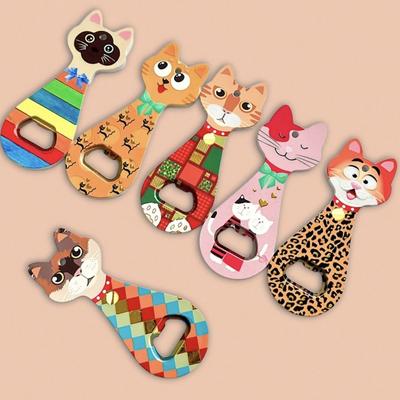 New Cute Kitten Cartoon Bottle Opener Cat Shape Embossed Texture Bronzing Craft Beer Bottle Opener Magnet