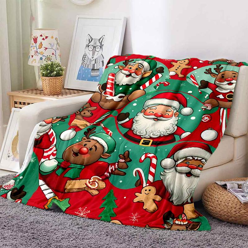 Cartoon Santa Claus Merry Christmas Snowman New Year Gift Soft Flannel Blanket for Beds Bedroom Sofa,Throw Blanket for Cover
