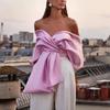 Europäisches & Amerikanisches Damen Off-Shoulder Schleifen Partykleid und Top Ensemble