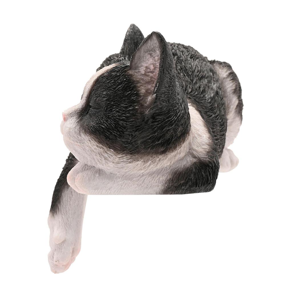 Best Of Breed Resin Black & White Sleeping Cat - 18cm