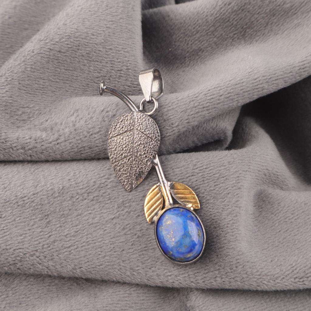 Natural Lapis Lazuli Pendant 925 Sterling Silver Handmade Gemstone Jewelry Gift PP-55-32