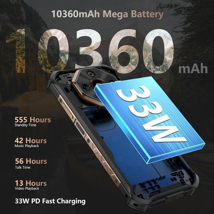 Teléfono Inteligente Robusto 5G Ulefone Armor X16 Pro 16GB+256GB 6.56" 10360mAh 64MP Teléfono Portátil Android 15 Doble SIM/NFC/GPS Negro - Muy buen estado