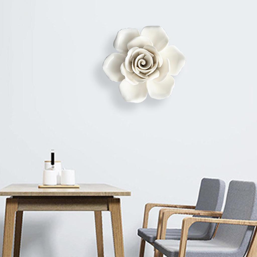 Multi-Taglie Fiore Ceramico 3D Decorazione Murale Fiore Artificiale in Porcellana Bianca Ceramica Fatto a Mano per Sala da Pranzo Camera da Letto Giardino Ufficio