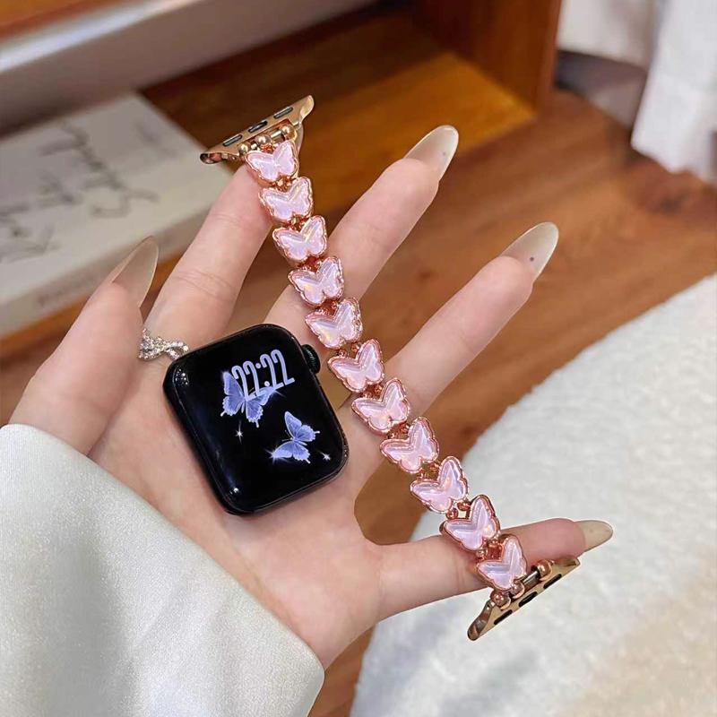 Elasticity Butterfly Diamond Band For iWatch Ultra 10 9 8 42mm 45 46mm 49mm Woman Bracelet Strap For Apple Watch 7 6 5 4 40mm 41
