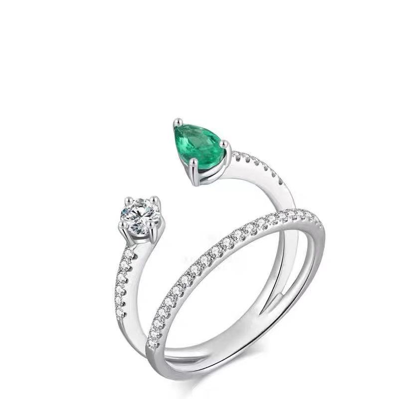 Korean Emerald Cool Style Versatile Temperament Ring Size 7