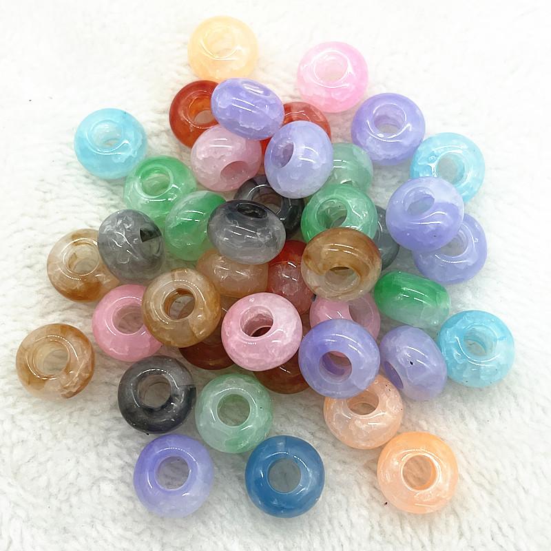 20pcs 14mm Mix Colour Big Hole Acrylic Beads Spacer Loose Beads for Jewelry Making DIY Handmade Bracelet Accessories(hole:5mm)