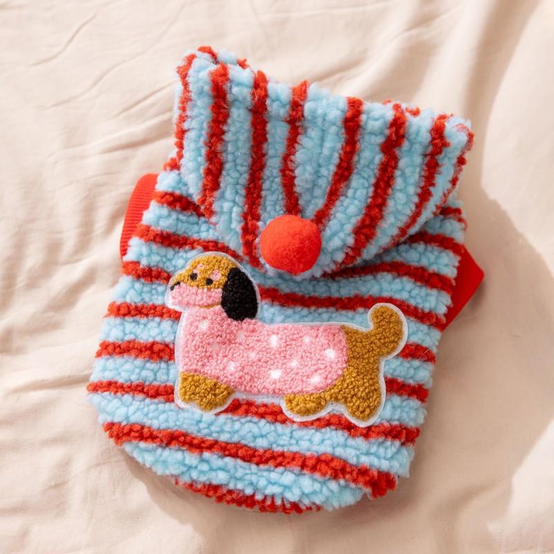 Pet Dog Cat Warm Fleece Outfit With 3D Ears Winter Coat Small Pets