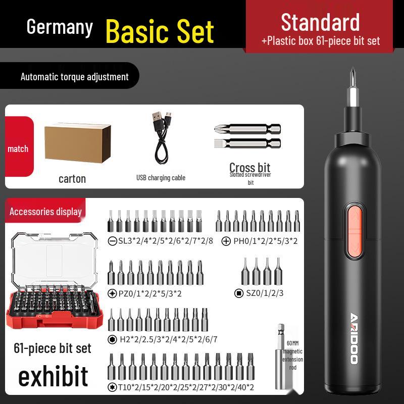 German Rechargeable Hand-Automatic Electric Screwdriver Set - Small Household Lithium Battery Tool