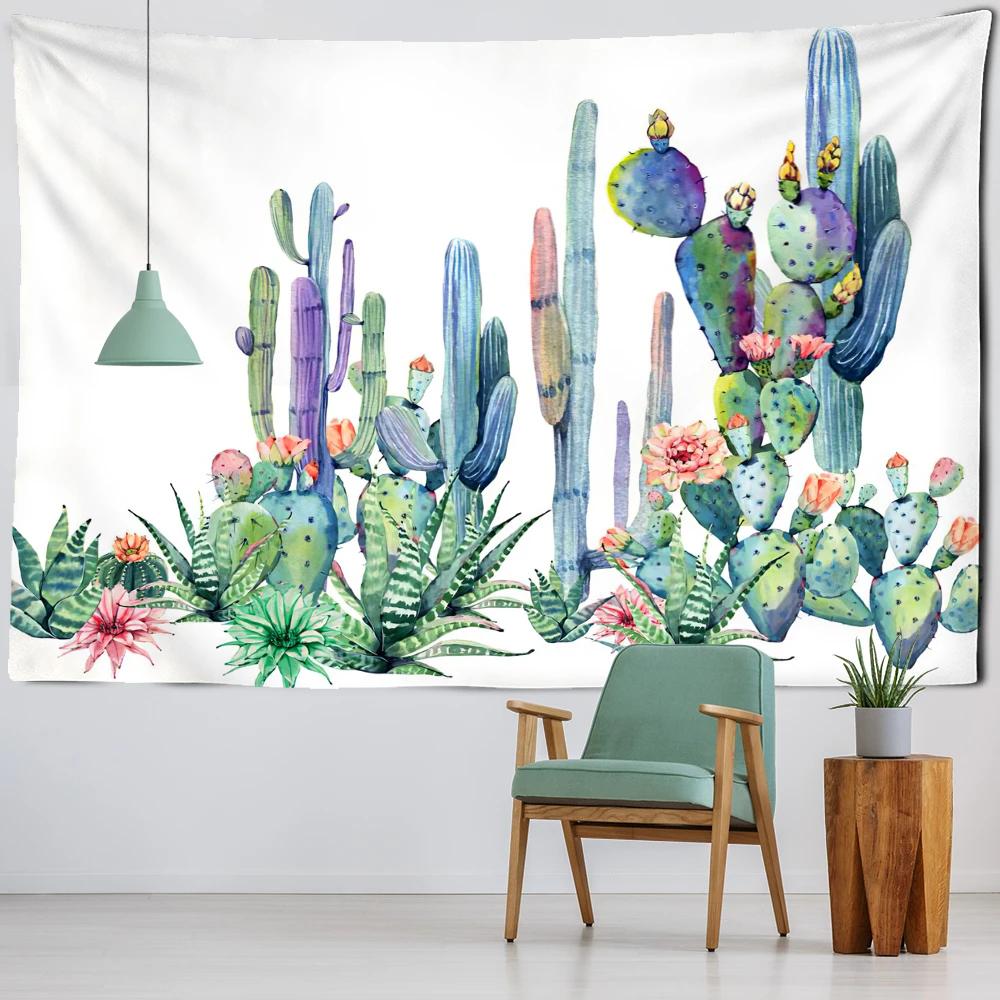Cactus Tropical Plant Tapestry Wall Hanging Boho Style Hippie Cartoon Cute Children's Room Home Decor