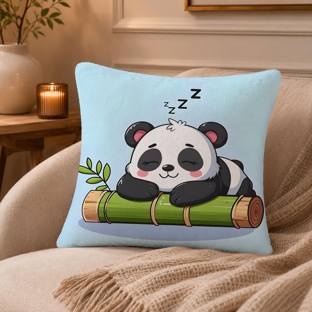 panda Cushion Cover Anti-dustmite Pillowcase Invisible zipper silky short plush Sofa cushion cover