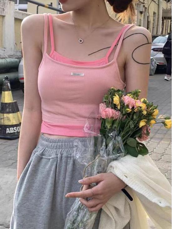 Süßes & Würziges Damen Zweiteiler Camisole Weste: Neues Sommer-Schlankmachendes Sexy Ärmelloses Oberteil mit Taillenschnürung