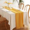 4PCS Sage Green Chiffon Wedding Table Runner,Chair Sashes Gauze Sheer Vintage Dining Birthday Party FestivalCake Table Decor