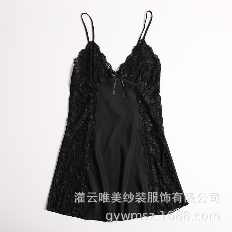 Sexy perspective sex underwear backless temptation ice silk suspenders deep V sex underwear women