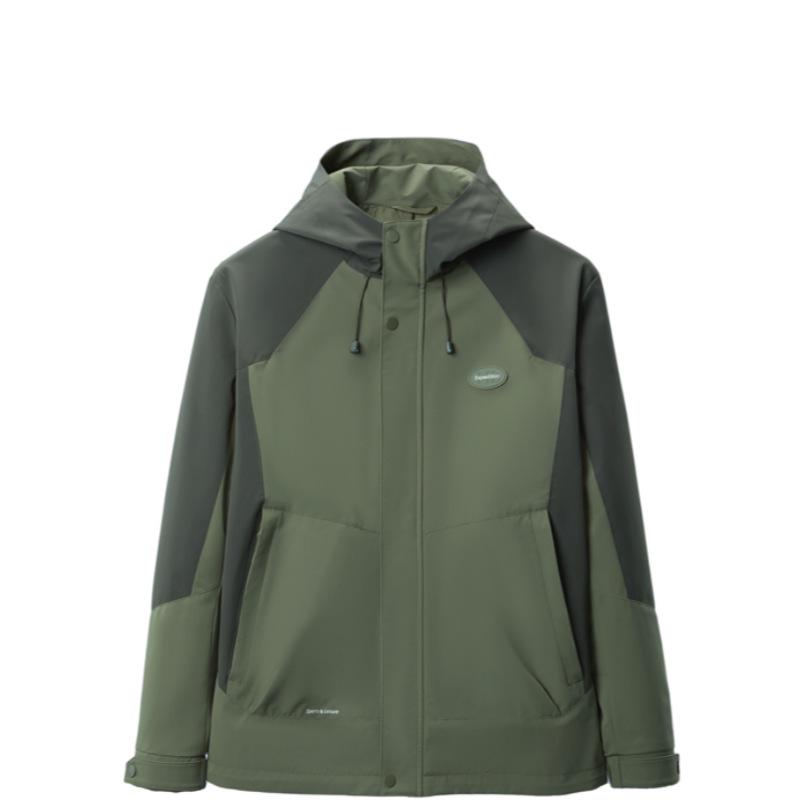 HS871 Three-Proof Fabric Color Block Letter Print Hooded Windbreaker Jacket M