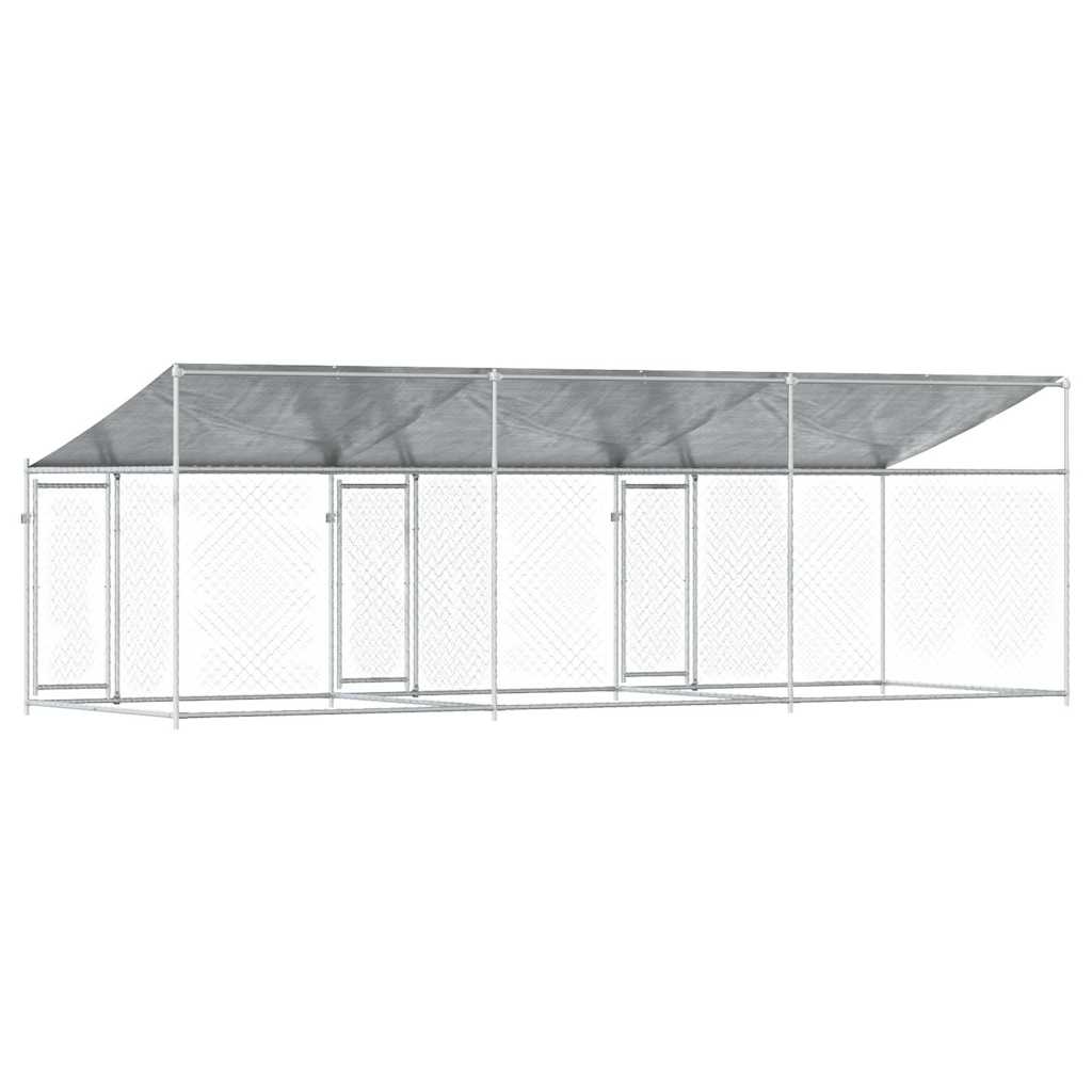 Vidaxl Gabbia per Cani, con Tetto e Porta, Grigia, 6x2x2 m, Acciaio