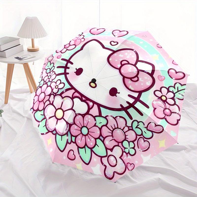 1pc Hello Kitty Floral Frame Umbrella with Plastic Handle,Suitable for All Seasons Home Travel Outdoor UmbrellaSanlio383