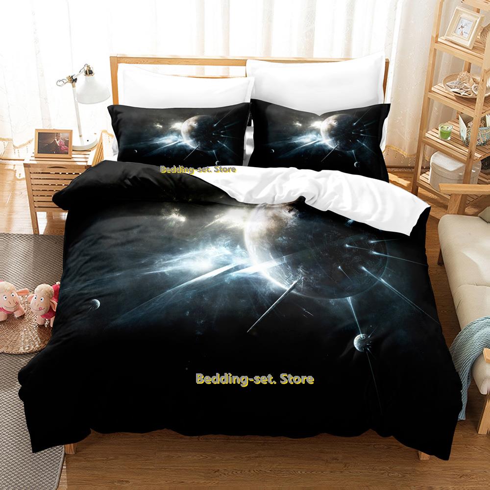 Set Letto Pianeti Singolo Gemello Matrimoniale Queen King Size Set Letto Adulto Bambino Camera da Letto Set Copripiumino universo spazio esterno Letto
