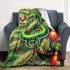 1pc Christmas Snake Ornament Blanket - Lightweight Flannel Fleece with Digital Printing, Soft Warm for Sofa, Travel, Camping, Office Yy251018323