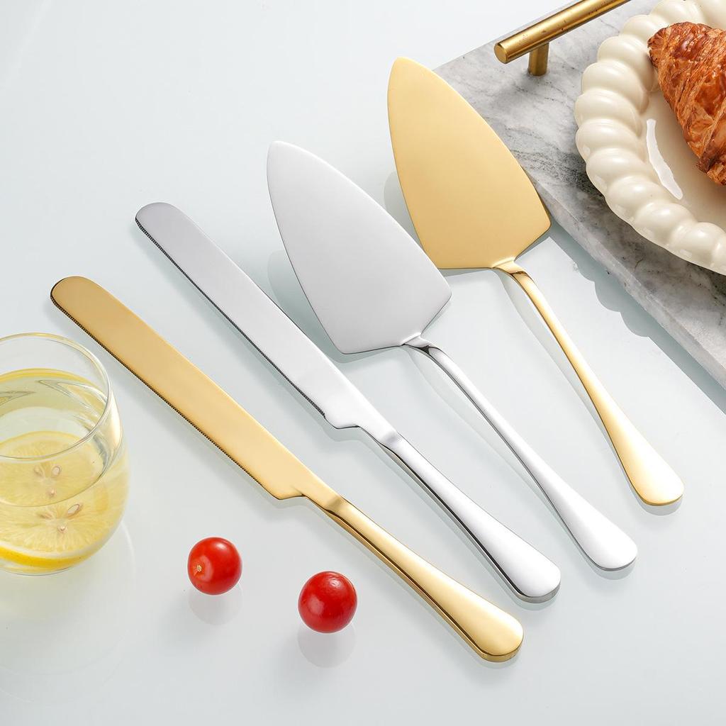 Large Stainless Steel Cake Knife & Spatula for Baking and Pizza, Long Handle Bread Knife, Thickened Western Cuisine Tableware.