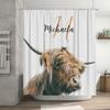 Customizable Name Personalized Shower Curtain Featuring a Cuddly Cow Head Luxury Home Decor Item for Bathroom