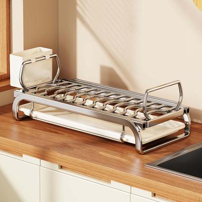Bowl Rack Drainer with Cutlery Holder Dish Storage for Kitchen Organization