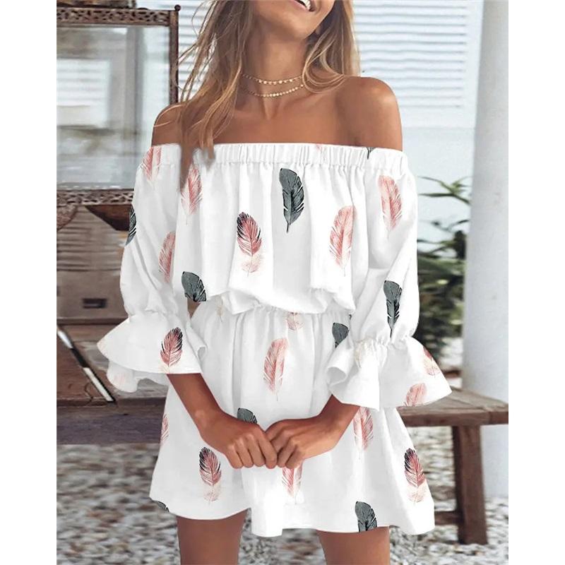Robe imprimée sexy à la mode à une épaule Vêtements pour femmes