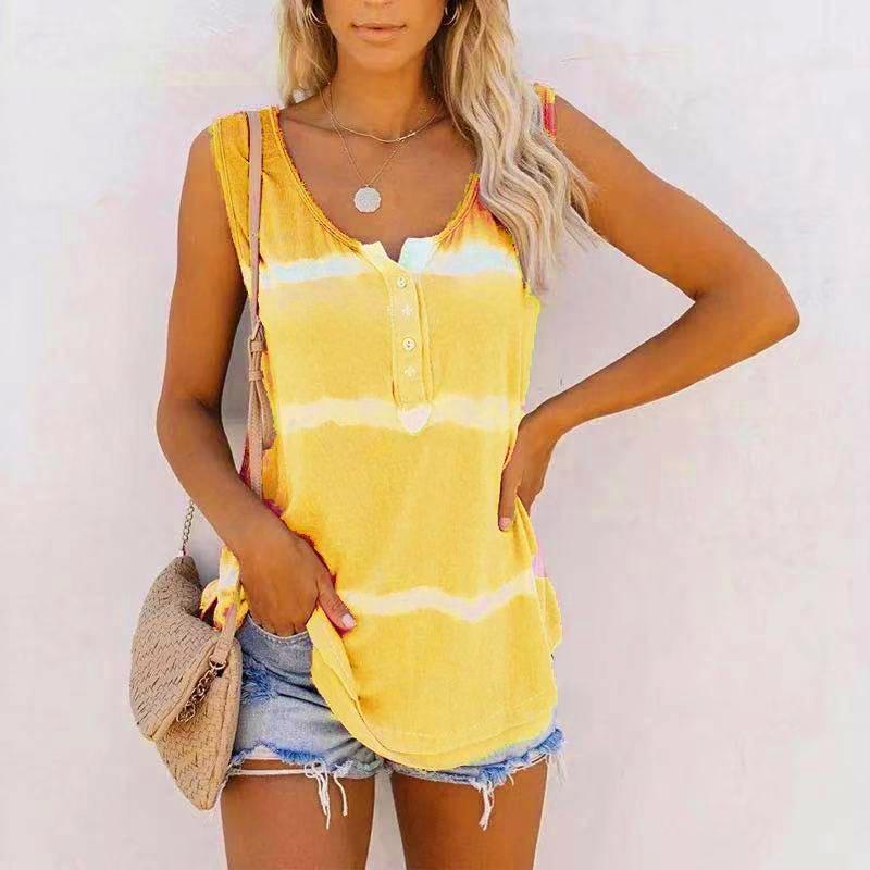 IHUASU Damen Mode Lässige U-Ausschnitt Ärmellose Blusen & Hemden